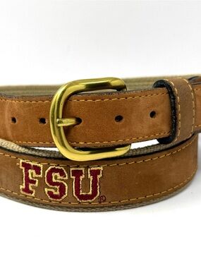 ZEP PRO FSU Florida State University Leather Canvas Belt Brass Buckle